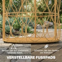 Outsunny Bijzettafel Ø50 cm weerbestendig Tuintafel met rotanlook Acaciahouten tafelblad verstelbare voetjes Teak(m-5)