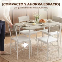 HOMCOM Juego de Mesa y Sillas de Comedor 5 Piezas Mesa de Cocina Rectangular con 4 Sillas Acolchadas 106x66x75 cm Roble(m-5)