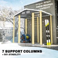 Outsunny 7 x 4ft Garden Shed, Easy to Assemble, Upgraded Galvanised Steel Frame with Foundation Kit, Double Doors with Lock, Outdoor Metal Shed with Vents and Gloves, Garden Storage Shed, Dark Grey(m-5)