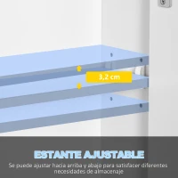 kleankin Armario de Baño con Espejo Luces LED Estantes Ajustables y USB Estilo Moderno 90x15x75 cm Blanco(m-6)