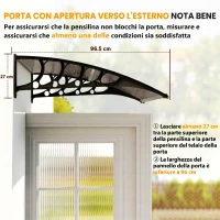 Outsunny Tettoia da Esterno in Policarbonato per Porte e Finestre con Kit Montaggio 103x96.5x27cm - Marrone(m-7)