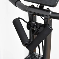 HOMCOM hometrainer, 2-in-1 fietstrainer, 6 kg vliegwiel hometrainer met instelbare magnetische weerstand in 16 niveaus en 1 paar spankoorden, staal, zwart, 51 x 97 x 115 cm(m-8)