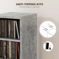 HOMCOM Set of 2 CD Media Display Shelf Unit Tower Rack with Adjustable Shelves, Cement Grey(m-7)