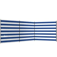 Outsunny 4 Pole Camping Windbreaks, Beach Wind Shield Shelter with Carry Bag and Steel Poles, 540cm x 150cm, Dark Blue(m-1)