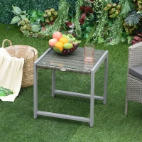Outsunny Rattan End Table Side Coffee Desk Outdoor Patio Wicker Sofa Chat Garden Furniture(m-2)