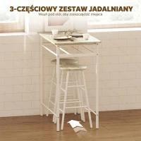 HOMCOM Zestaw stół barowy ze stołkami, stół kuchenny z krzesłami, wysoki stół, stołki barowe, stal kolor: biały + dębowy(m-4)