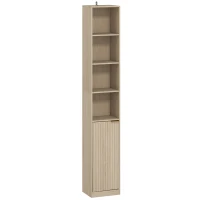 HOMCOM Bookcase Adjustable Shelf Bookshelf Anti-Tip Hardware 6-Tier Storage Cabinet Oak Wood Effect(m-1)