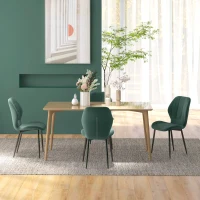 HOMCOM Set of Four Flannel Relaxed Tub Dining Chairs - Green(m-8)