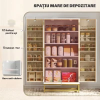 HOMCOM Bufet de Bucătărie 119,5 cm cu 12 Rafturi pe Ușă, Albă(m-4)