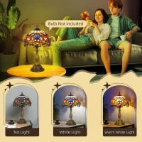 HOMCOM Tiffany Lamp, Stained Glass Table Lamp, Handcrafted Artisan Collectible, Suitable for Living Room and Bedside, Multi-Coloured, Ф25 x 45Hcm, Zinc Alloy.(m-5)
