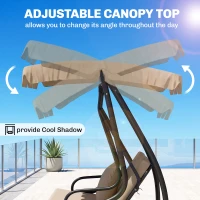 Outsunny Three-Person garden Swing Chair, with Adjustable Canopy - Light Brown(m-5)