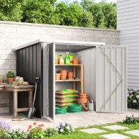 Outsunny Cobertizo de Jardín de Exterior 1,26 m² 147x86x134cm con 2 Puertas y Cerradura para Almacenamiento de Herramientas Negro(m-8)