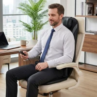 HOMCOM Back Massager with Heat, Deep Tissue Kneading Massage Chair with 3-Level Seat Vibration, Massage Chair Pad for Back Pain(m-14)