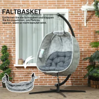 Outsunny Eivormige Hangstoel voor Buiten, Hangschommel met Standaard, Zitkussens Indoor Outdoor(m-6)