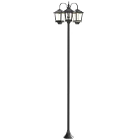 Outsunny Lampadaire extérieur solaire à 3 têtes, lampadaire jardin, éclairage LED, capteur automatique crépuscule à l'aube, noir(m-1)