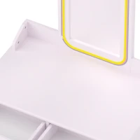AIYAPLAY make-uppset voor meisjes met kruk, acrylspiegel, 3-kleurige LED, 2 lades, 3-8 jaar, Roze(m-14)
