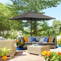 Outsunny 215cm Square Canopy Parasol, with Contrast Piping - Grey/Red(m-10)
