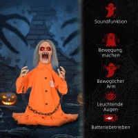 HOMCOM Geest van de Gevangene, Halloween deco, griezelige geluiden, rode ogen, beweegbaar, Oranje(m-7)