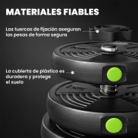 SPORTNOW Kit de Mancuernas 30kg 2 en 1 con Barra de Pesas Mango Antideslizante para Entrenamiento de Fuerza Negro Verde(m-7)