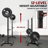 HOMCOM Adjustable Squat Rack, Weight Strength Training Bench Press Rack Weight Bench Supporter for Home Gym Exercise, Max Load 150kg, 124-154cm(m-5)
