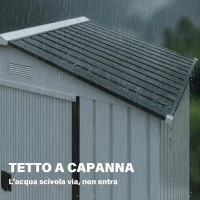 Outsunny Casetta Porta Utensili in Acciaio, Capanno da Giardino con Porte Scorrevoli, 213x130x185 cm, Bianco(m-7)