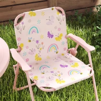 AIYAPLAY Set da Giardino per Bambini 2-5 Anni con Tavolino Rotondo, 2 Sedie Pieghevoli e un Ombrellone, Rosa(m-8)