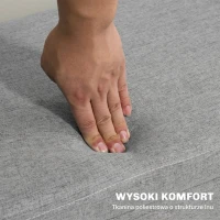 HOMCOM Ławka tapicerowana z przestrzenią do przechowywania, wykończenie w wyglądzie lnu, nogi z drewna kauczukowego, do 220 kg, 110x39x45cm, szara(m-6)