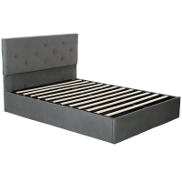 HOMCOM Double Bed Frame Gas End Lift Under Bed Storage Upholstered Platform Bed Tufted Headboard for 140 x 190 cm Mattress