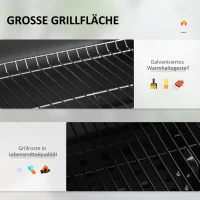 Outsunny Houtskoolbarbecue Smoker BBQ-Smoker, 1 Opbergruimte, 1 Handdoekhouder, 2 Grillroosters, 113 cm x 65 cm x 108 cm, Zwart(m-4)