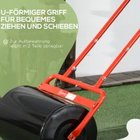 Outsunny Handige Gazonroller, Praktische Gazonrol, Grasroller, Gazonwals, Flexibel, Staal, 58L x 32,5B x 113H cm, Rood(m-7)