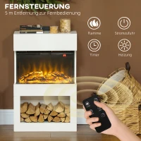 HOMCOM Elektrische haard, 2 verwarmingsstanden, 6 vlamkleuren, thermostaat, afstandsbediening, Wit(m-7)