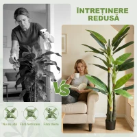 HOMCOM Arbore de Bananier Artificial, Plantă Artificială cu 18 Frunze, 180 cm, Verde(m-5)
