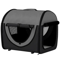 Pawhut Folding Fabric Soft Pet Crate, 46Lx36Wx41H cm - Black(m-1)