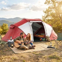 Outsunny 4 Man UV Protection Camping Tent - Grey and Red(m-8)
