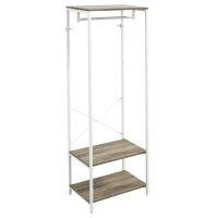 HOMCOM Hallway Coat Rack and Shoe Bench Tree - Grey(m-1)