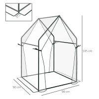 Outsunny Kas Kweekbak Kassen, 90 cm x 90 cm x 145 cm, Transparant + Zwart(m-3)