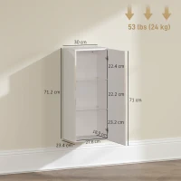 HOMCOM Dulap Suspendat pentru Baie cu 2 Rafturi de Sticlă Reglabile și Ușă Fără Mâner, Alb Lucios(m-3)