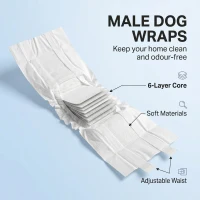 PawHut Dog Diapers Super Absorbent Leak-Proof Dog Nappies for Male Dogs Size S 30-48 cm Waist(m-4)