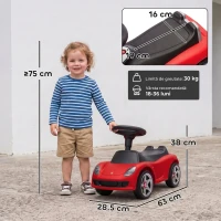 AIYAPLAY Mașinuță de Împins pentru Copii cu Licență Porsche, Claxon, Faruri și Sunet de Pornire, PP, Roșu(m-3)
