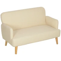 HOMCOM Tweezitsbank, Compact, Huidvriendelijke Bekleding, Tot 240 kg, 130x74x79 cm, Crèmewit(m-10)