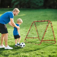 HOMCOM Double Sided Football Rebounder Net, Football Rebound Goal with Five Adjustable Angles, Red(m-9)