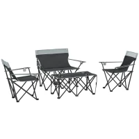 Outsunny Four-Piece Portable Picnic Table Set - Grey(m-1)