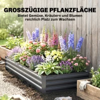Outsunny Stalen verhoogde plantenbak, open bodem, eenvoudige montage, 95L x 90,5B x 29,8H cm, Grijs(m-4)