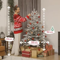 HOMCOM Albero di Natale Innevato Alto 150 cm con Rami Realistici e Base in Metallo Pieghevole(m-3)