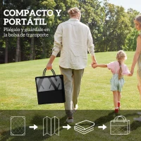 Outsunny Alfombra de Exterior Reversible 182x274 cm con Patrón Geométrico de Rombos Impermeable Bolsa de Transporte Negro(m-4)