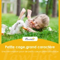 PawHut Enclos Lapin Extérieur Cage Lapin Intérieur Pliable Toit Ouvrant Total Poignée 1,44㎡ 120x120x57cm Naturel(m-9)