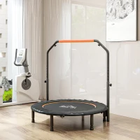 HOMCOM Cama Elástica Plegable Ø114 cm con Mango Ajustable Marco de Acero para Entrenamiento Piernas Cuerpo Naranja y Negro(m-8)
