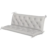 Outsunny Cojín para Banco de Jardín con Respaldo Relleno Grueso y Cintas de Sujeción para Interior y Exterior 150x98x8 cm Gris(m-12)