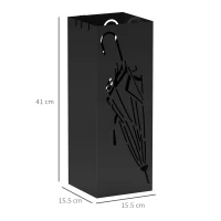 HOMCOM Metal Umbrella Stand, Square Umbrella Holder with 4 Hooks and Removable Drip Tray, Decorative Umbrella Storage Rack for Entryway, Hallway, 15.5 x 15.5 x 41 cm, Black(m-3)
