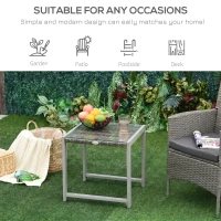 Outsunny Rattan End Table Side Coffee Desk Outdoor Patio Wicker Sofa Chat Garden Furniture(m-5)